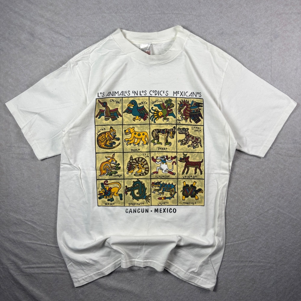 Vintage Glyphs Mexican Animals Cancun T-Shirt – Size M